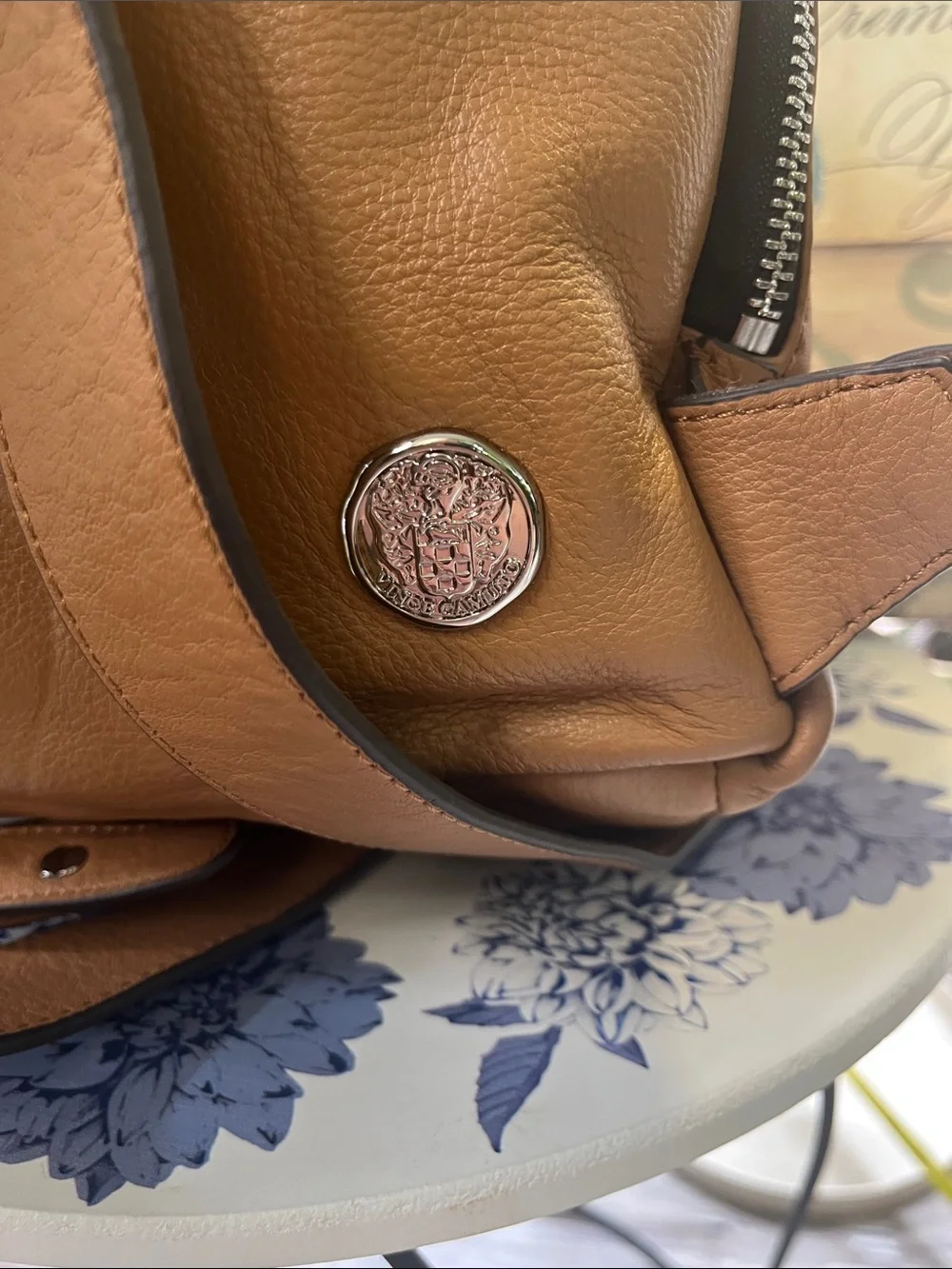 Vince Camuto Leather Tote Backpack in Tan (camel color)